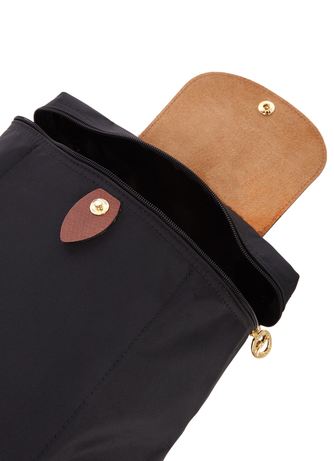 Longchamp Le Pliage rugzak met leren details - detail 4 zwart