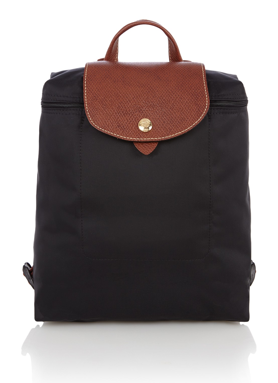 Longchamp Le Pliage rugzak met leren details - voorkant zwart