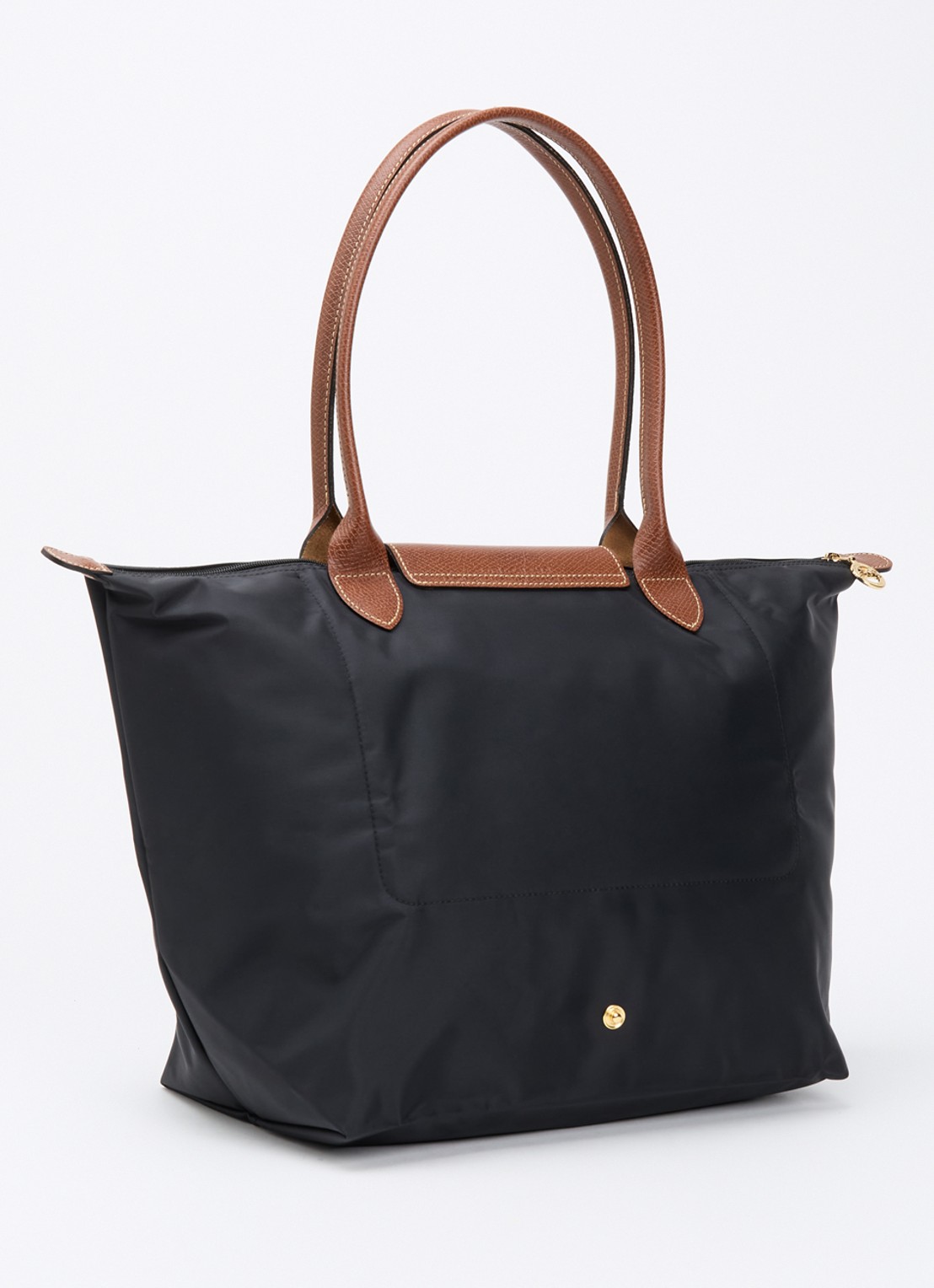 Longchamp Le Pliage schoudertas L met leren details - achterkant zwart