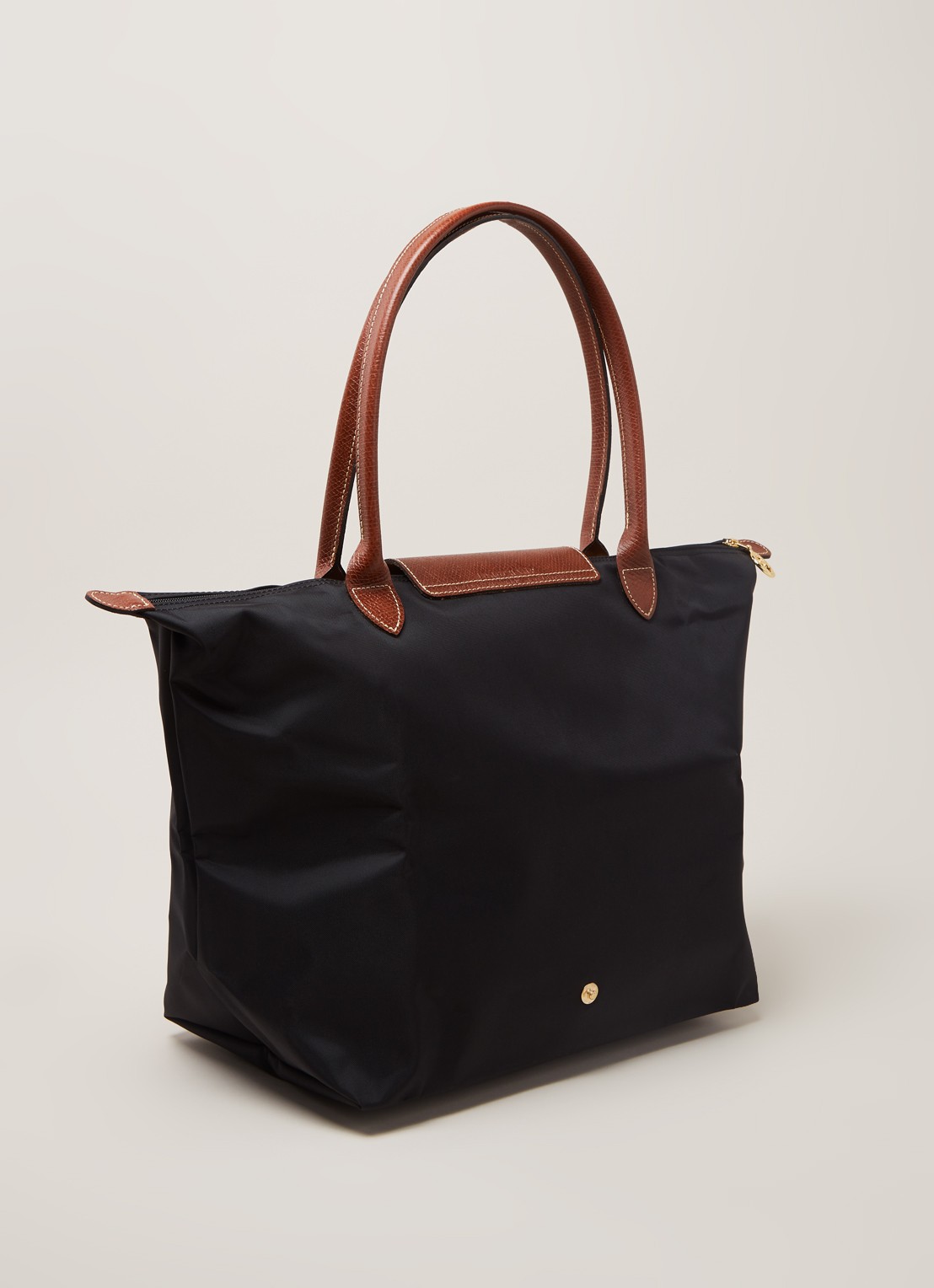 Longchamp Le Pliage schoudertas L met leren details - detail 3 zwart
