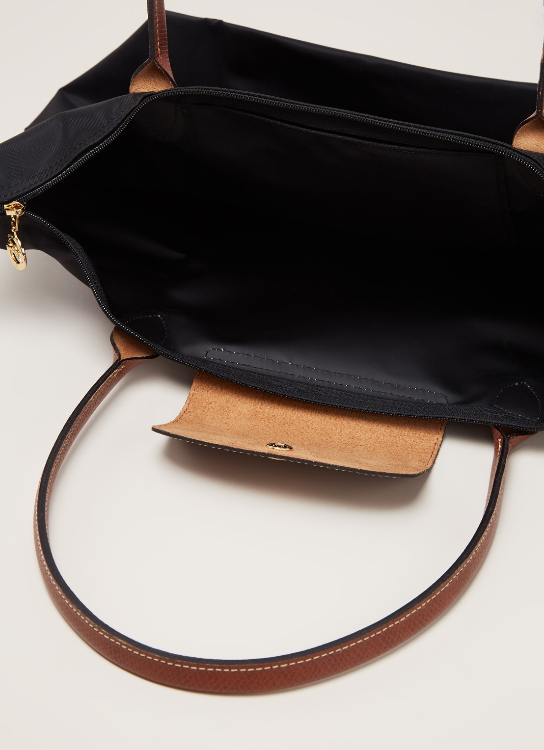 Longchamp Le Pliage schoudertas L met leren details - detail 4 zwart