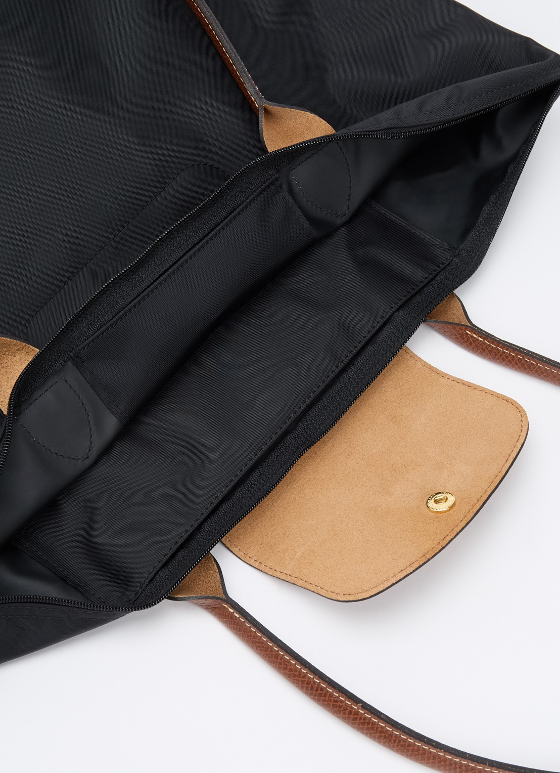 Longchamp Le Pliage schoudertas L met leren details - detail 7 zwart