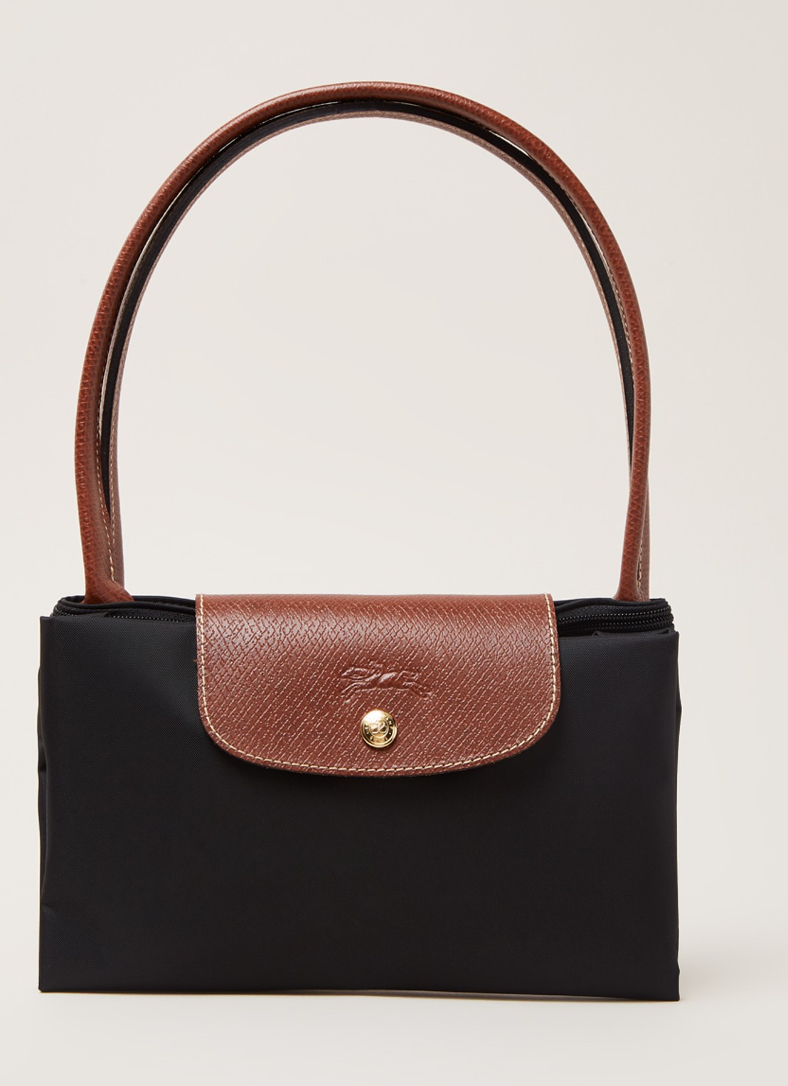 Longchamp Le Pliage schoudertas L met leren details - detail 5 zwart