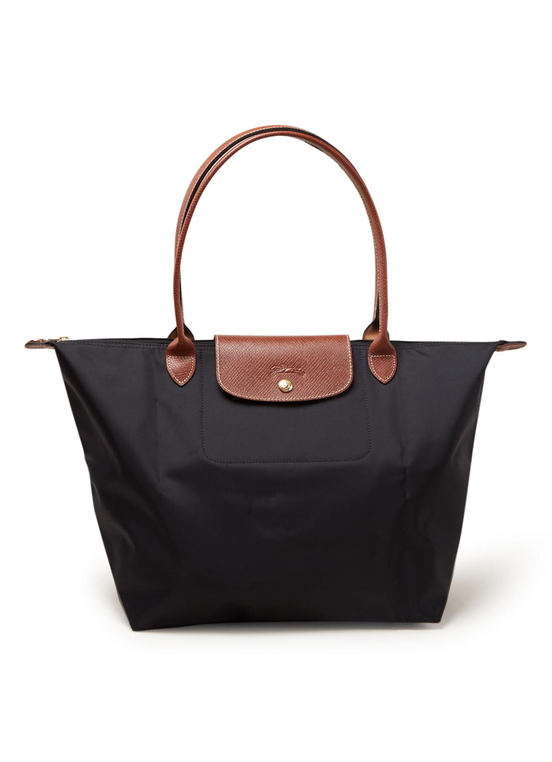 Longchamp Le Pliage schoudertas L met leren details - voorkant zwart