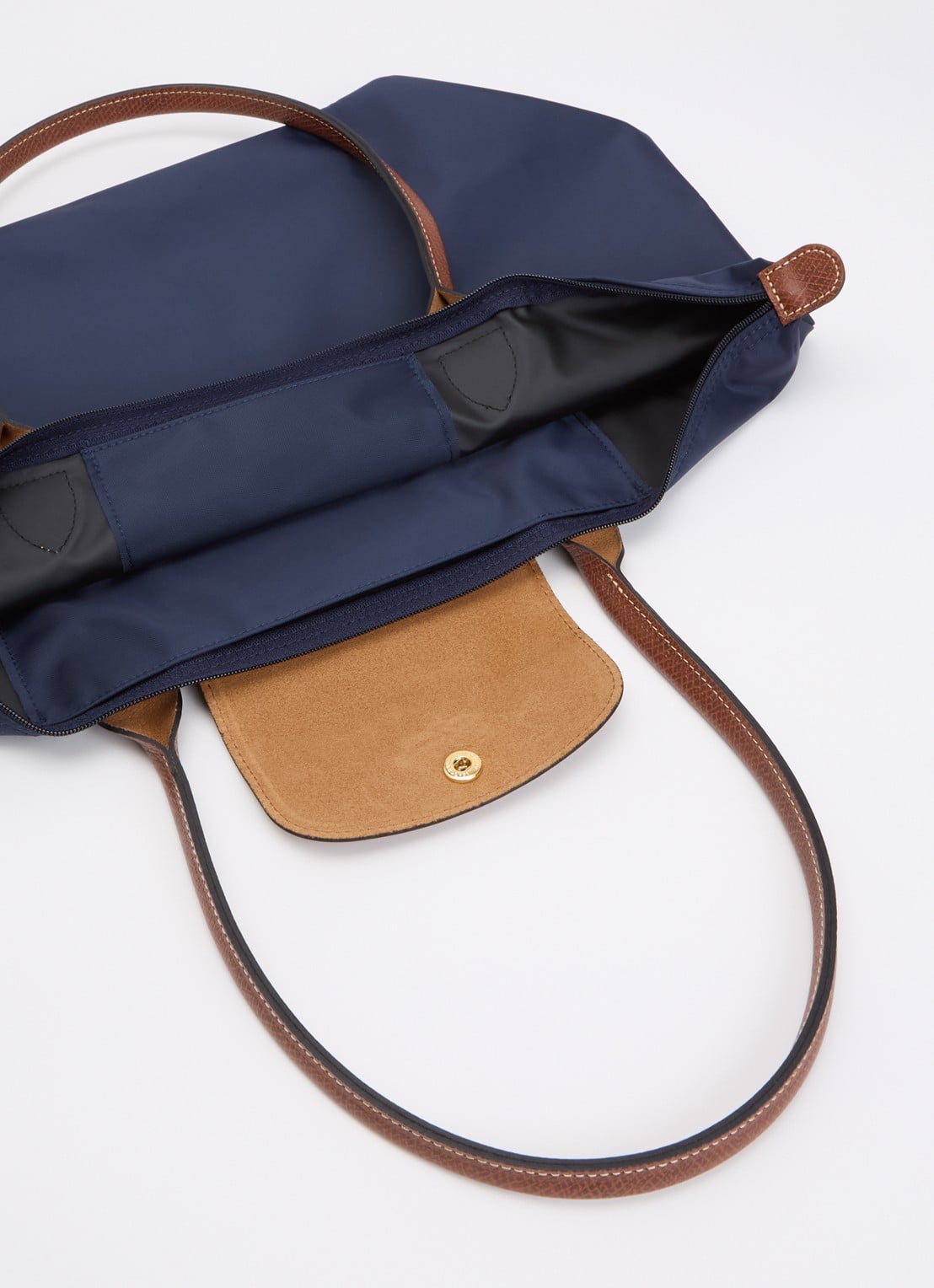 Longchamp Le Pliage schoudertas L met leren details - detail 4 donkerblauw