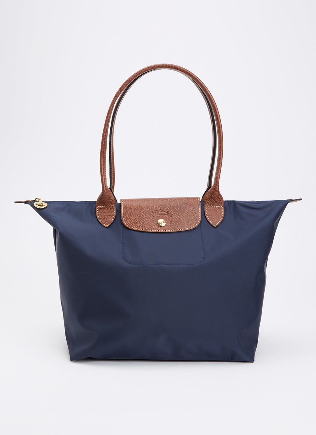 Longchamp Le Pliage schoudertas L met leren details - voorkant 2 donkerblauw
