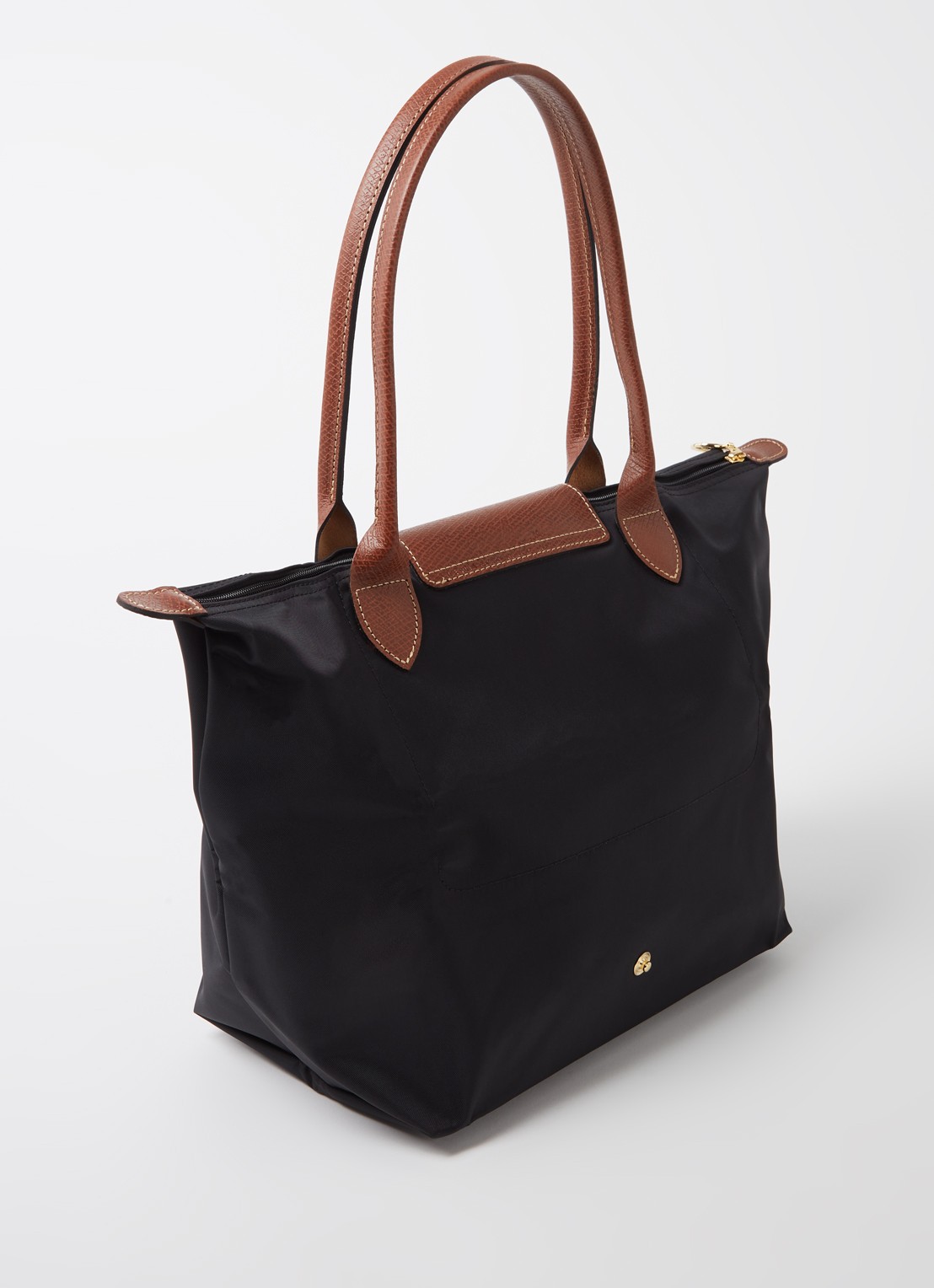 Longchamp Le Pliage schoudertas M met leren details - achterkant zwart
