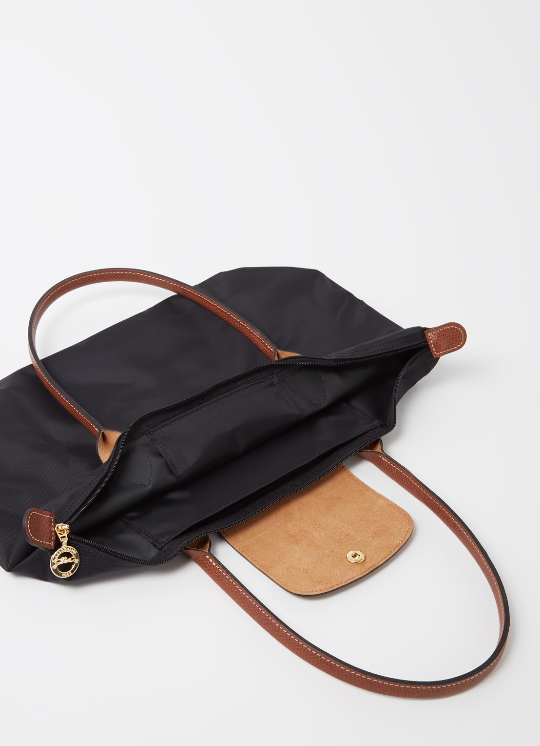 Longchamp Le Pliage schoudertas M met leren details - detail 2 zwart