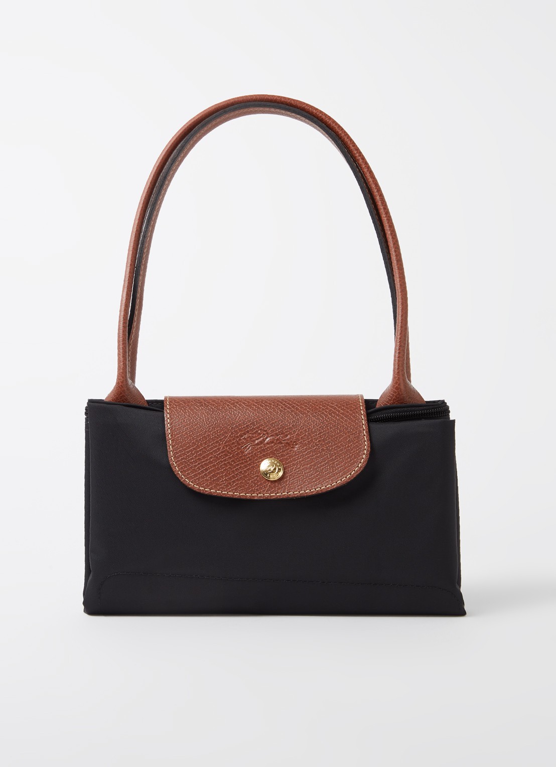 Longchamp Le Pliage schoudertas M met leren details - detail 4 zwart