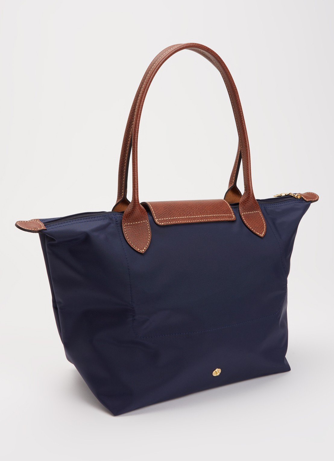 Longchamp Le Pliage schoudertas M met leren details - achterkant donkerblauw
