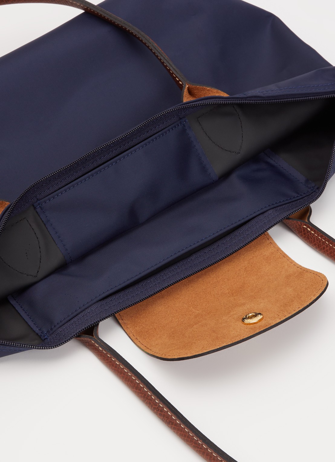 Longchamp Le Pliage schoudertas M met leren details - detail 2 donkerblauw