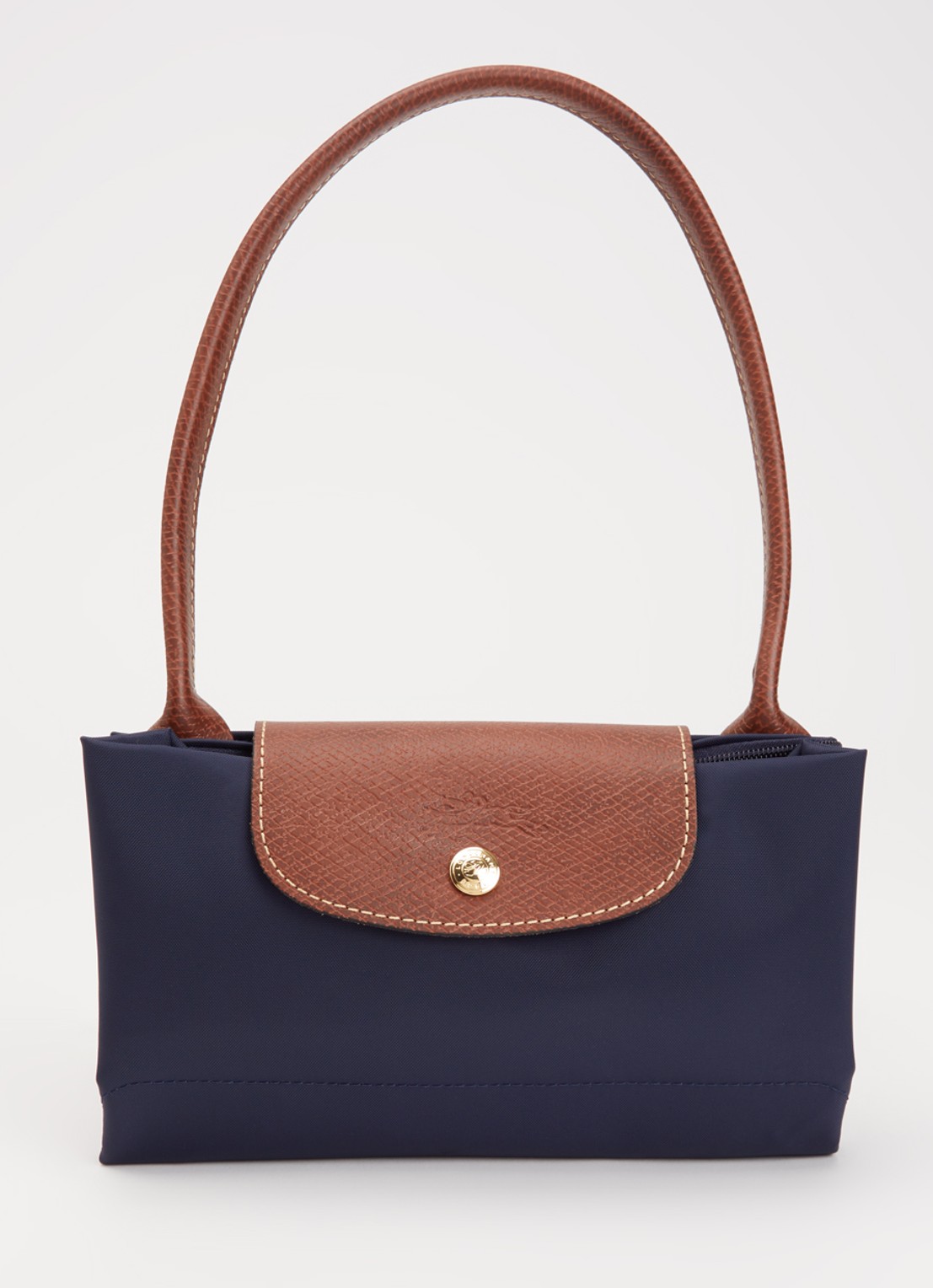 Longchamp Le Pliage schoudertas M met leren details - detail 4 donkerblauw
