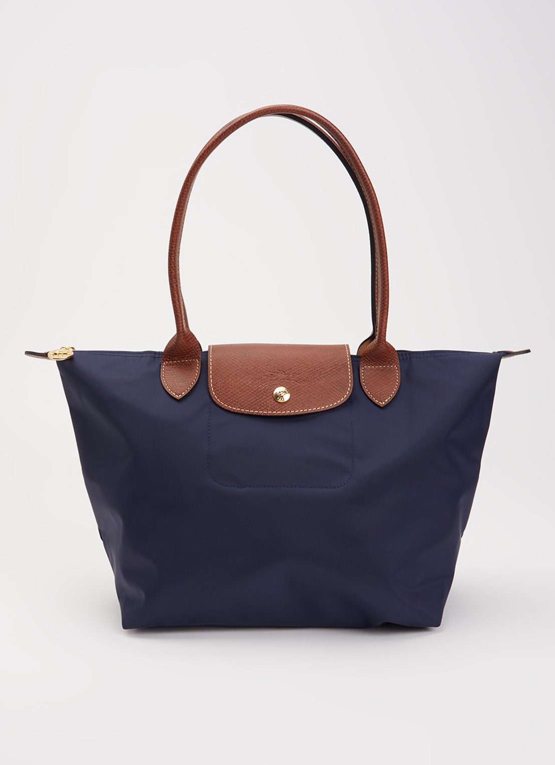 Longchamp Le Pliage schoudertas M met leren details - voorkant 6 donkerblauw