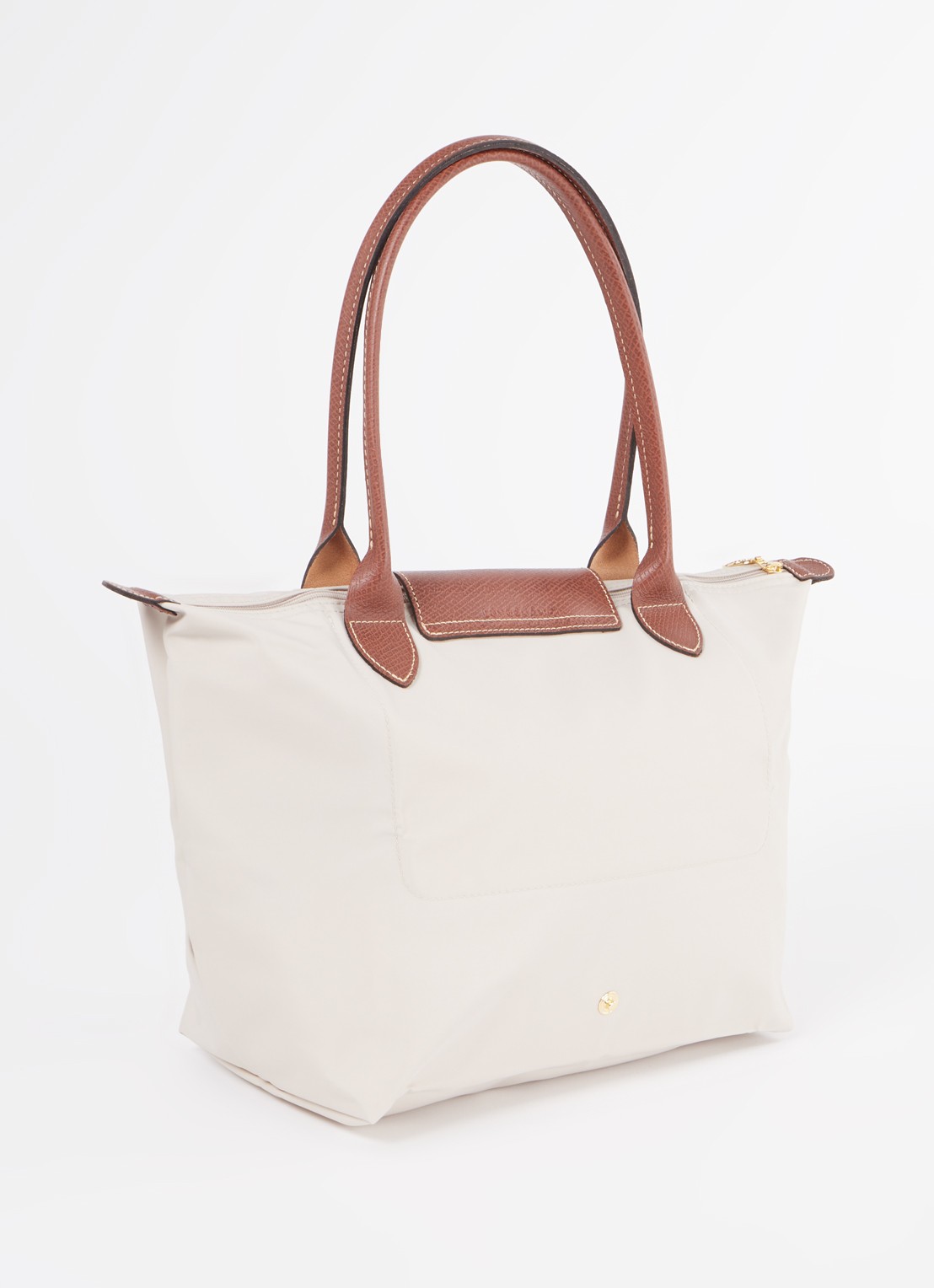 Longchamp Le Pliage schoudertas M met leren details - achterkant 3 creme