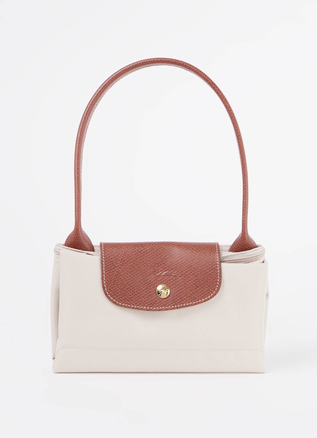 Longchamp Le Pliage schoudertas M met leren details - detail 6 creme