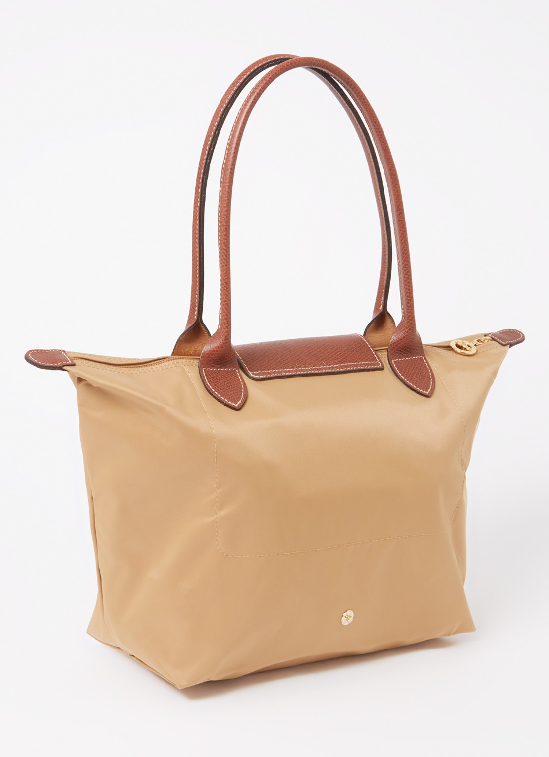 Longchamp Le Pliage schoudertas M met leren details - achterkant 4 camel