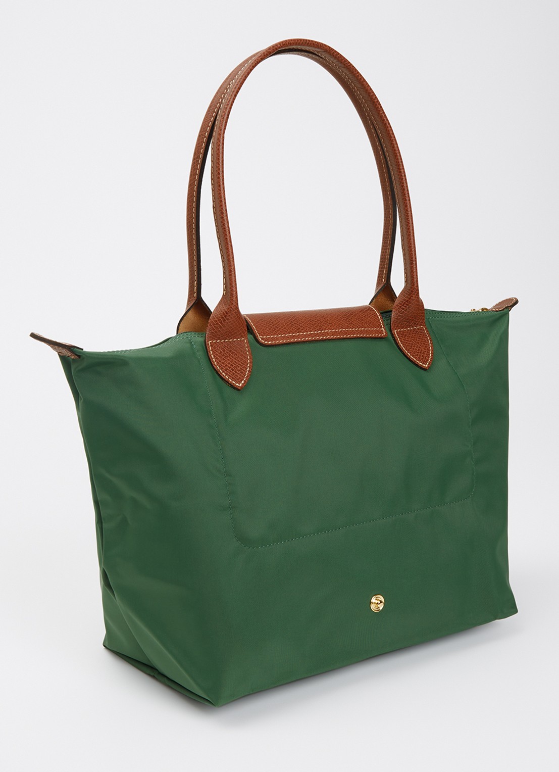 Longchamp Le Pliage schoudertas M met leren details - achterkant 3 groen