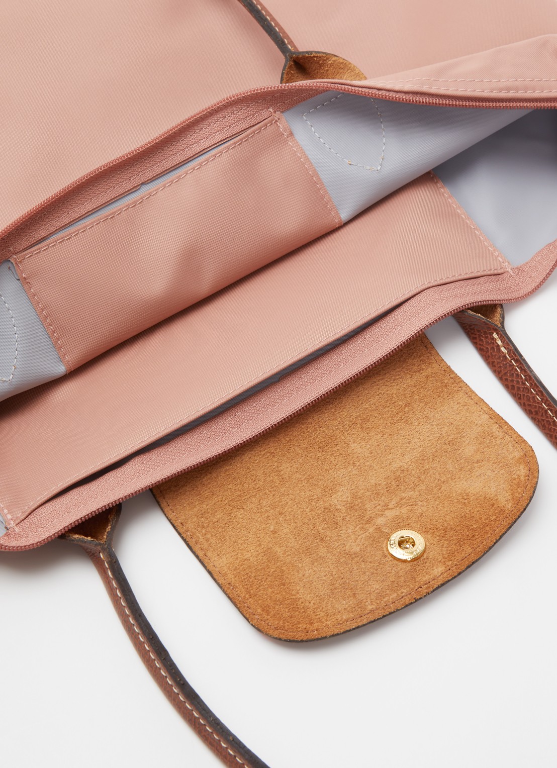 Longchamp Le Pliage schoudertas M met leren details - detail 2 oudroze