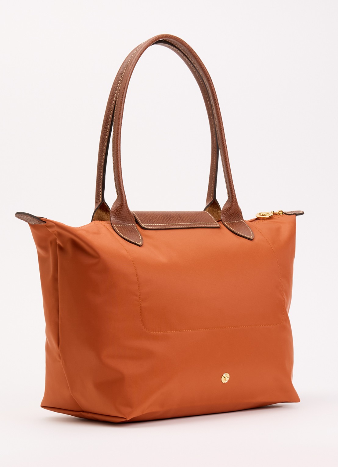 Longchamp Le Pliage schoudertas M met leren details - achterkant 7 oranjebruin