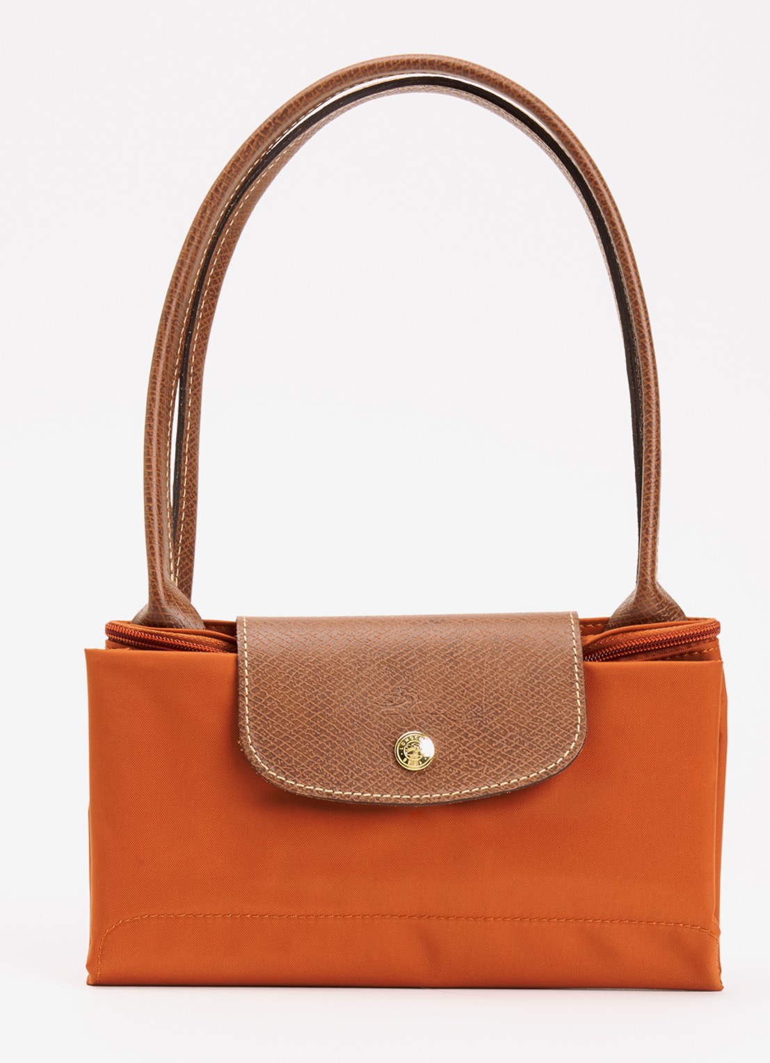 Longchamp Le Pliage schoudertas M met leren details - detail 5 oranjebruin
