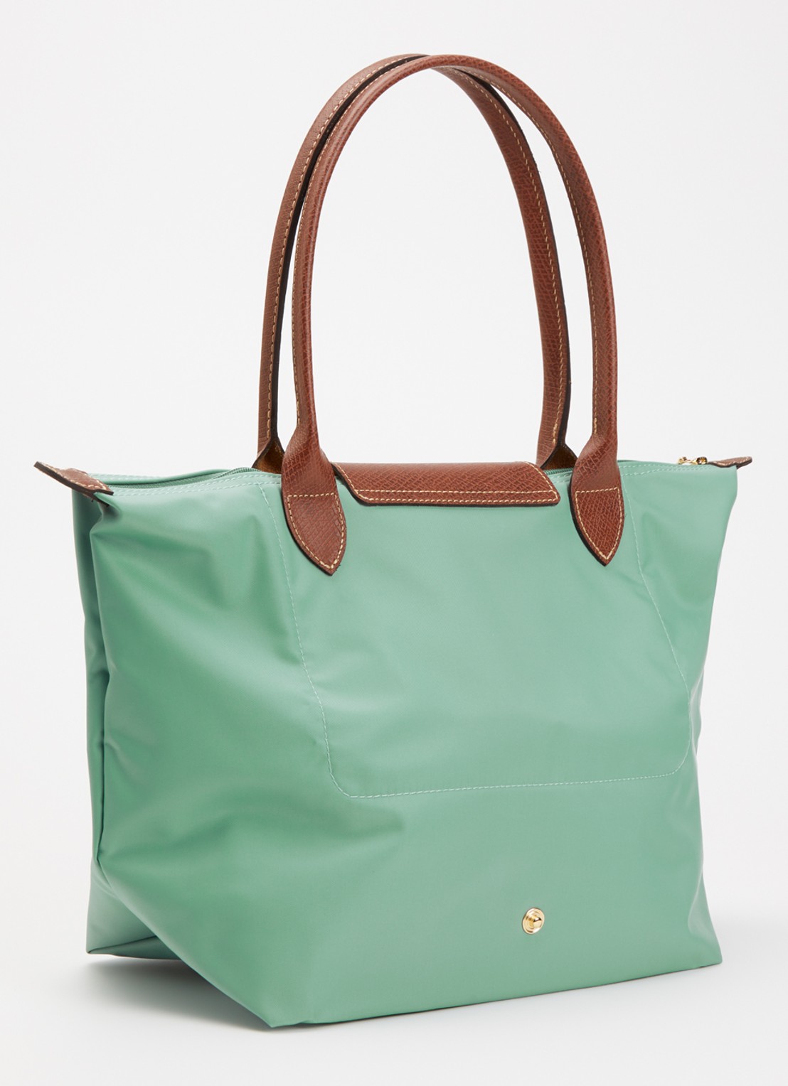 Longchamp Le Pliage schoudertas M met leren details - achterkant 5 zeegroen