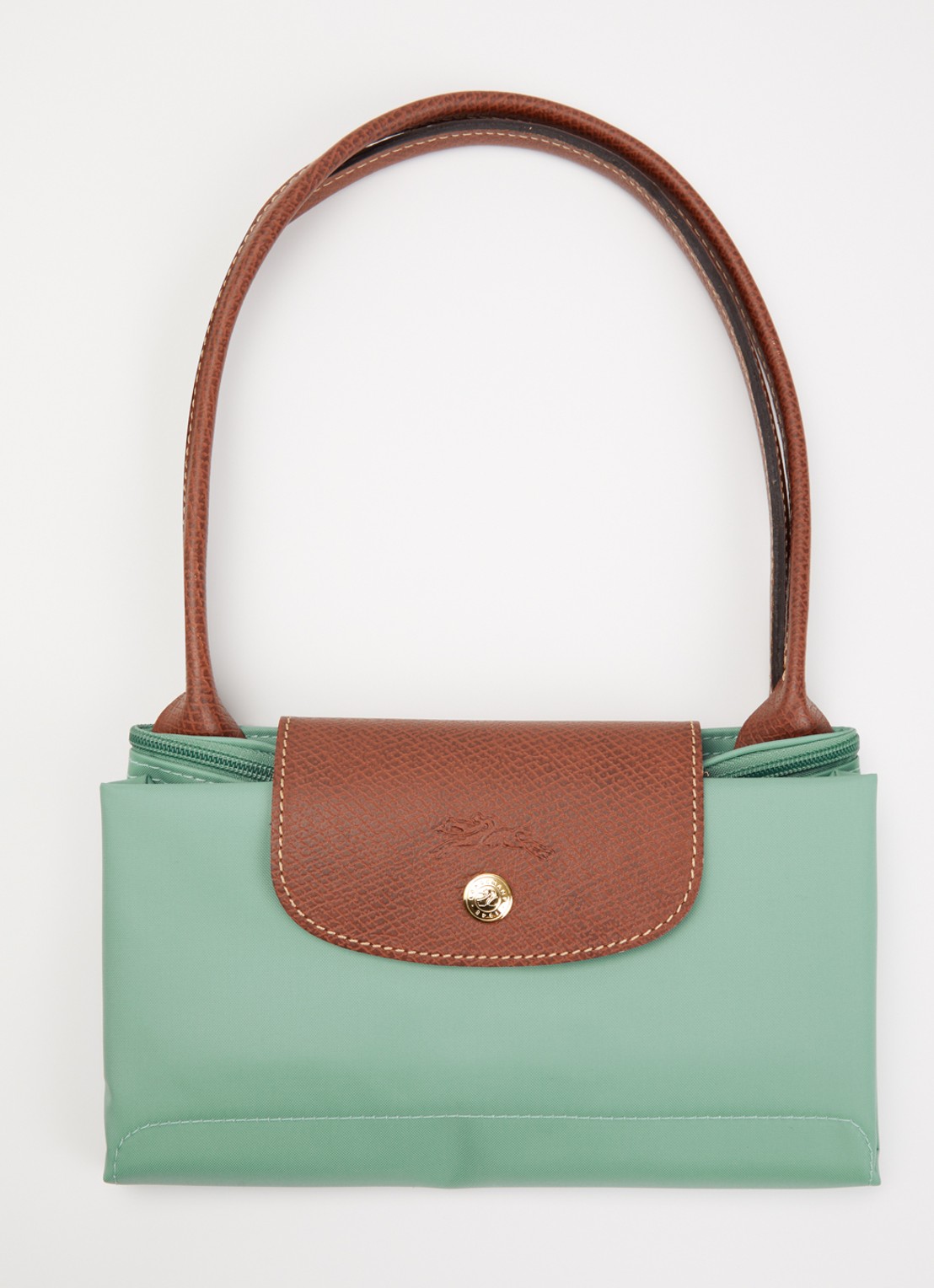 Longchamp Le Pliage schoudertas M met leren details - detail 3 zeegroen