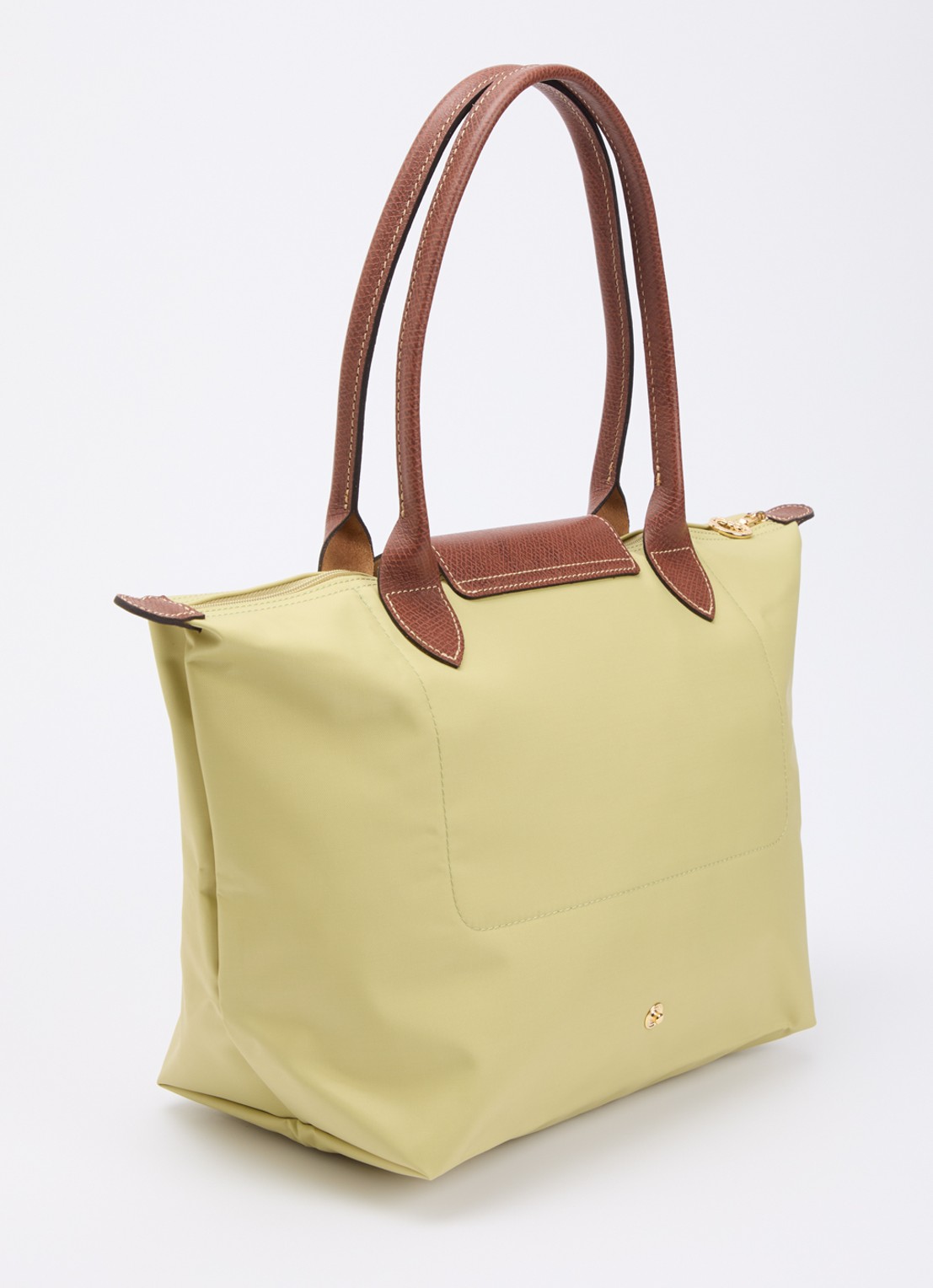 Longchamp Le Pliage schoudertas M met leren details - achterkant 6 mosgroen