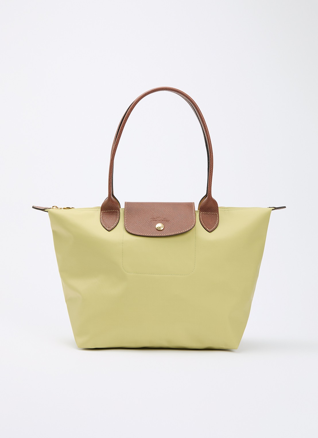 Longchamp Le Pliage schoudertas M met leren details - voorkant 5 mosgroen
