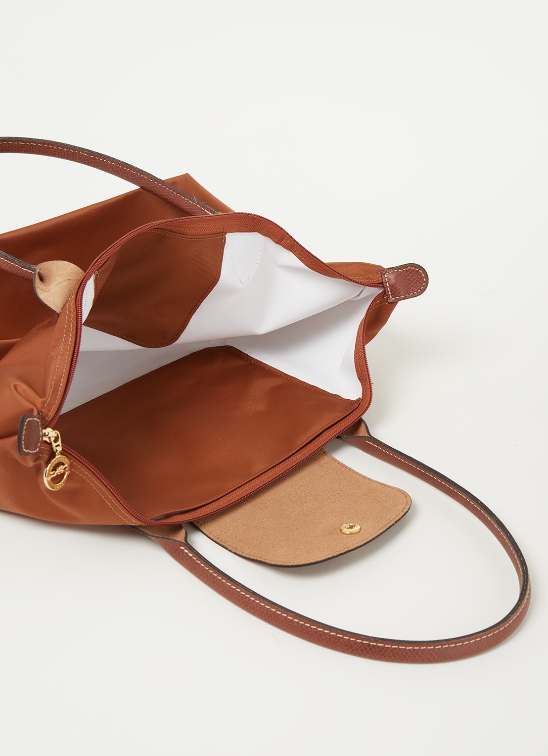 Longchamp Le Pliage schoudertas S met leren details - detail 2 cognac