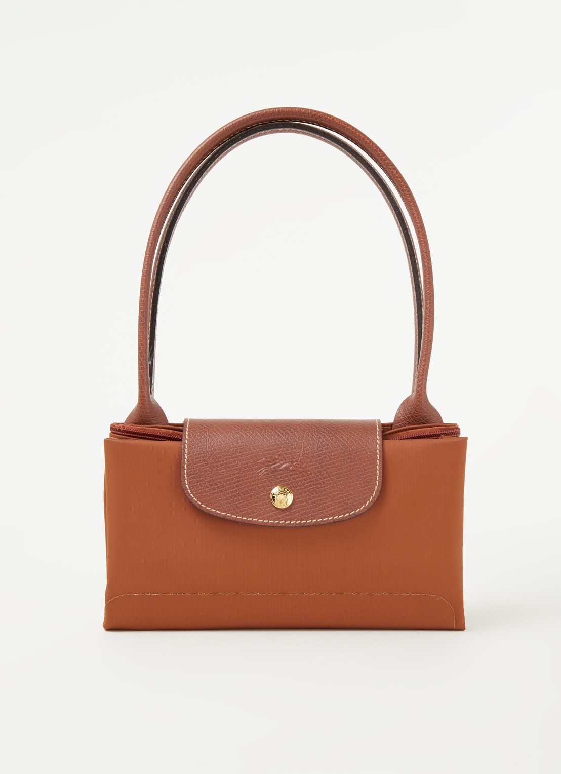 Longchamp Le Pliage schoudertas S met leren details - detail 4 cognac