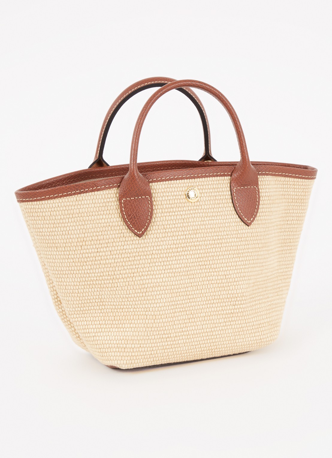 Longchamp Le Pliage XS Basket crossbodytas van raffia met leren details - achterkant 6 donkerbruin