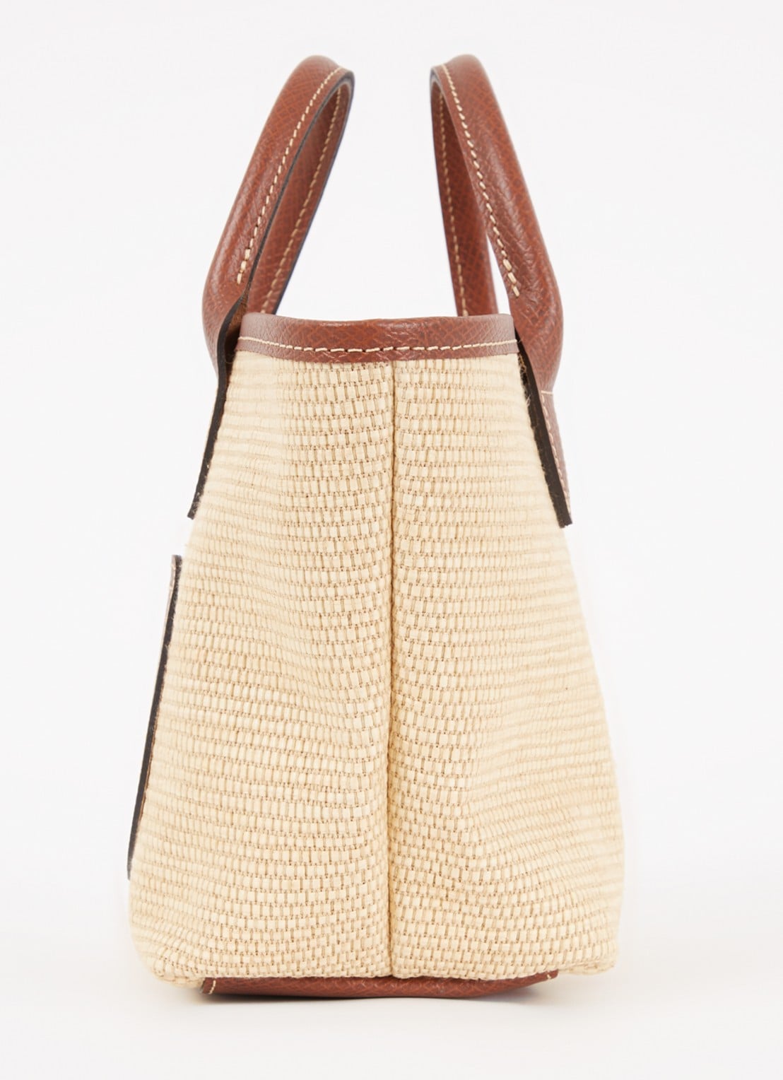 Longchamp Le Pliage XS Basket crossbodytas van raffia met leren details - detail 5 donkerbruin