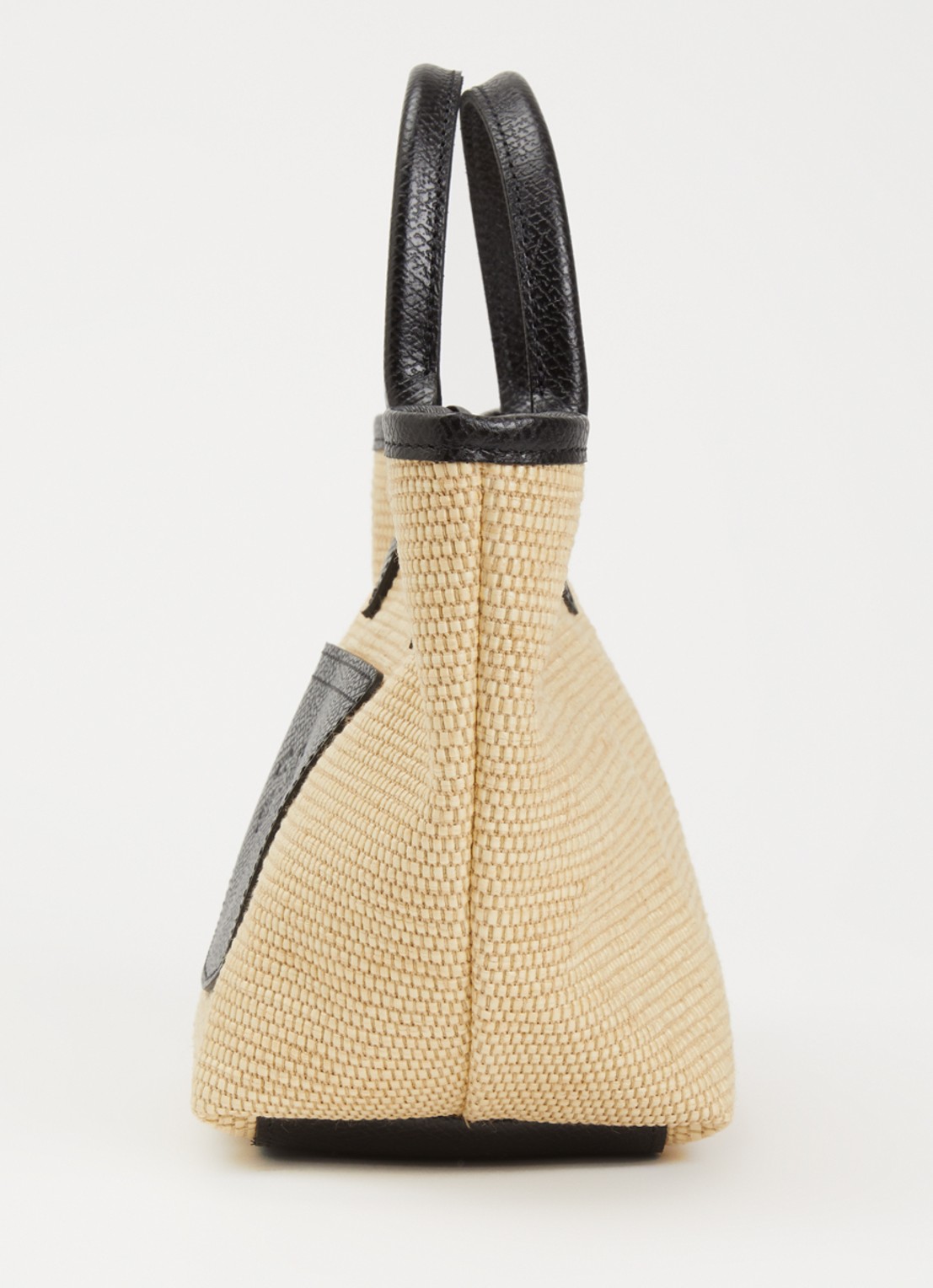 Longchamp Le Pliage XS Basket crossbodytas van raffia met leren details - detail 5 zwart