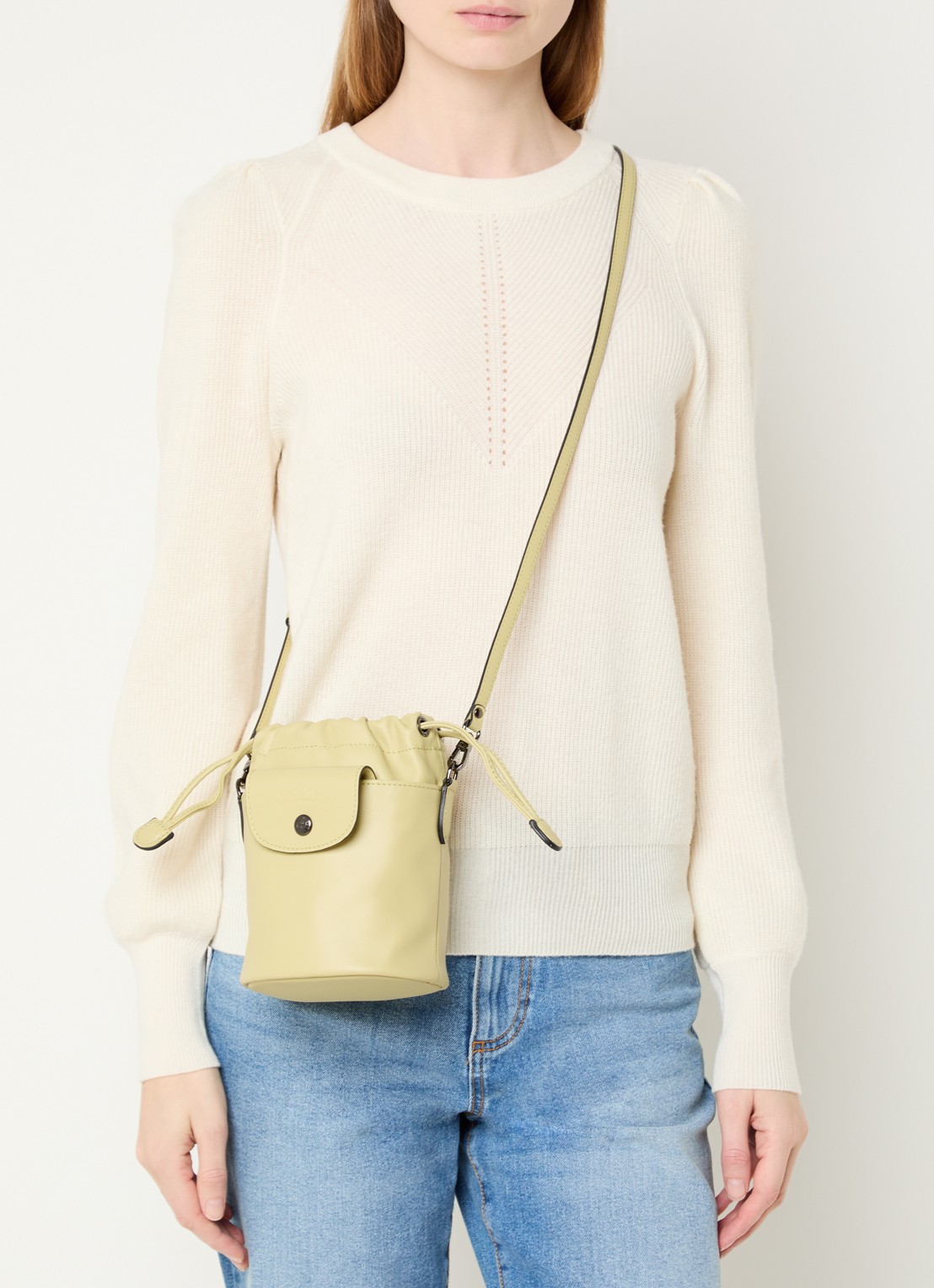 Longchamp Le Pliage Xtra crossbodytas van leer - voorkant 6 groen