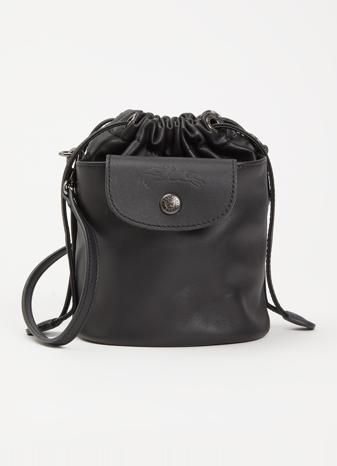 Longchamp Le Pliage Xtra crossbodytas XS van leer - voorkant 2 zwart