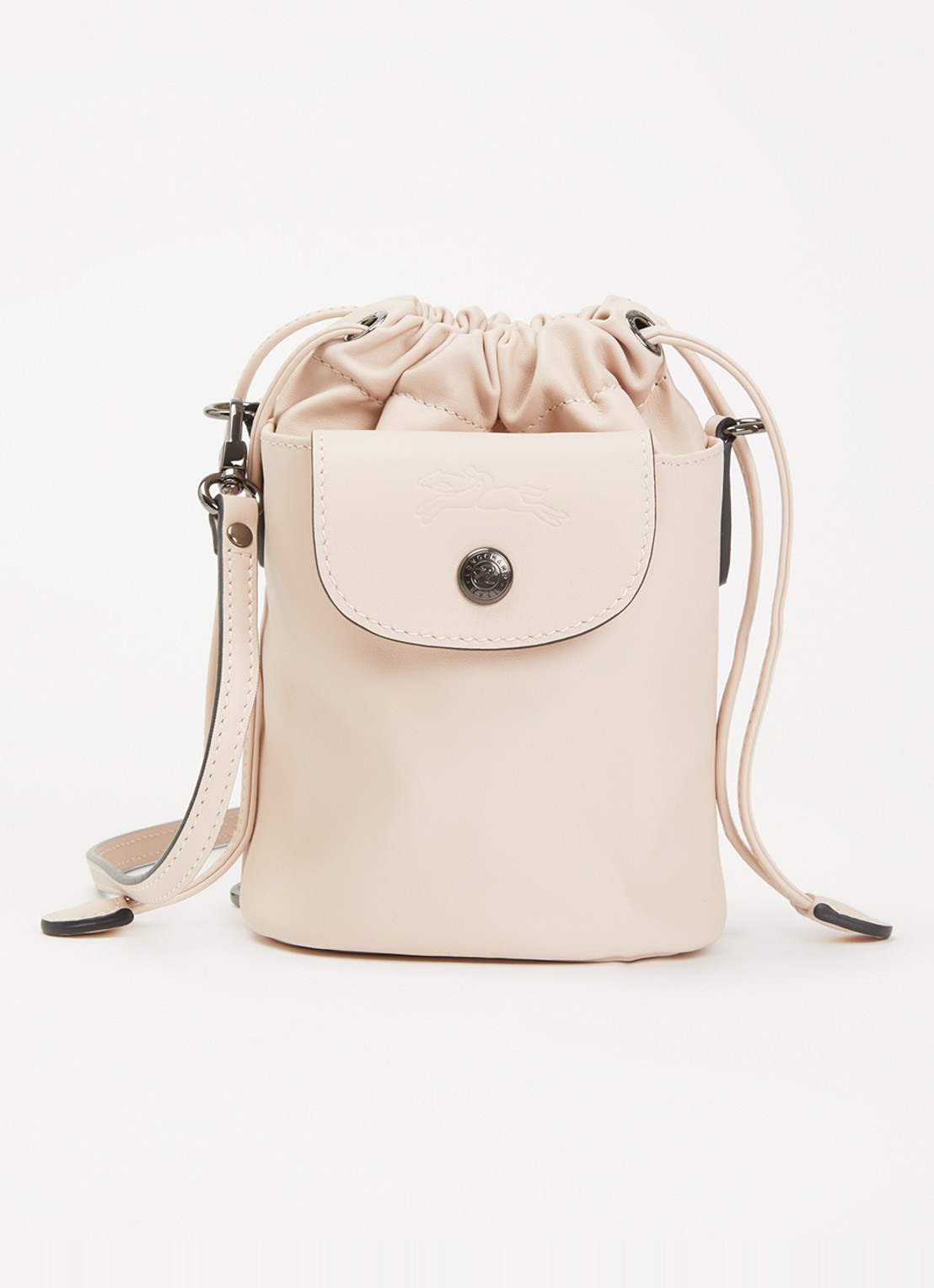 Longchamp Le Pliage Xtra crossbodytas XS van leer - voorkant 5 lichtroze