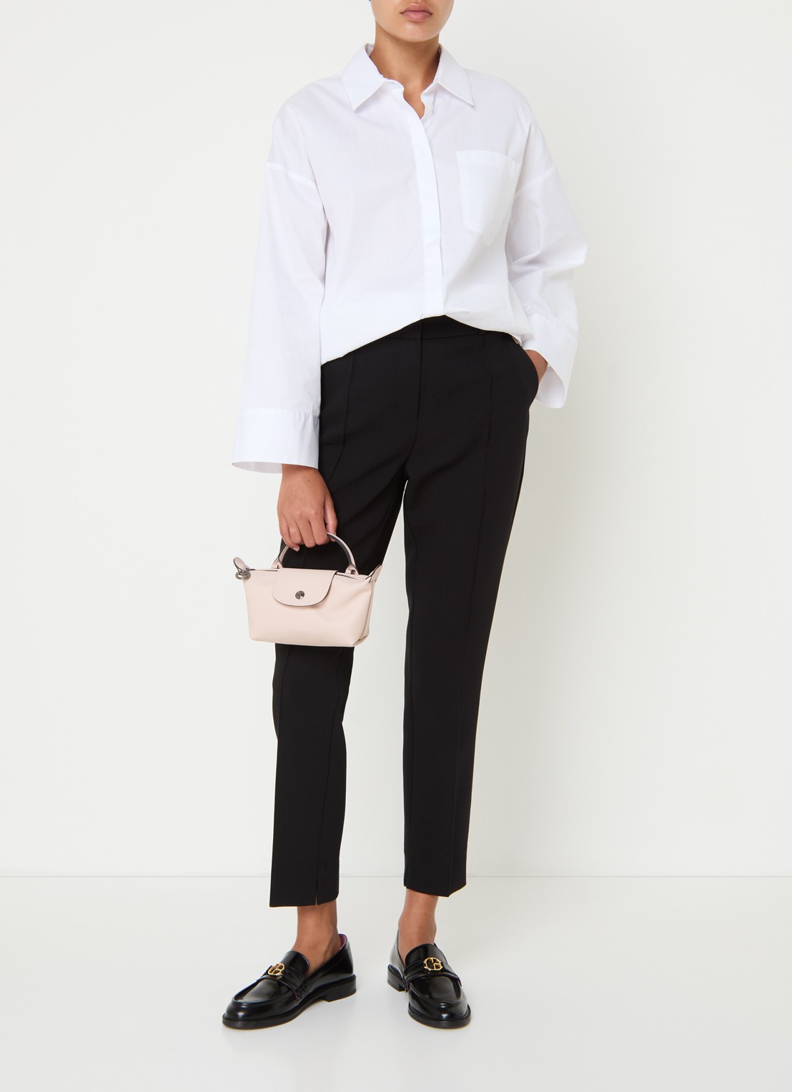 Longchamp Le Pliage Xtra handtas XS van leer met afneembare schouderriem - voorkant 5 lichtroze