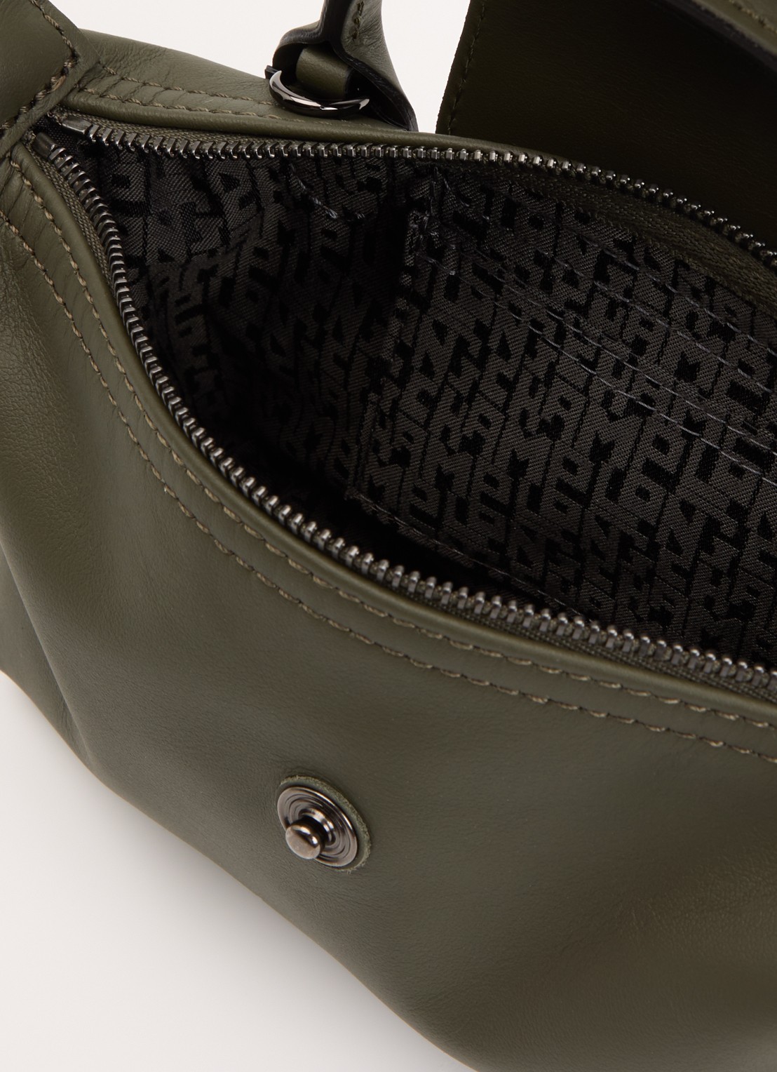 Longchamp Le Pliage Xtra handtas XS van leer met afneembare schouderriem - detail 2 legergroen