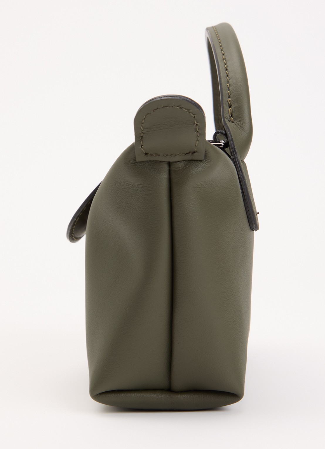 Longchamp Le Pliage Xtra handtas XS van leer met afneembare schouderriem - detail 3 legergroen