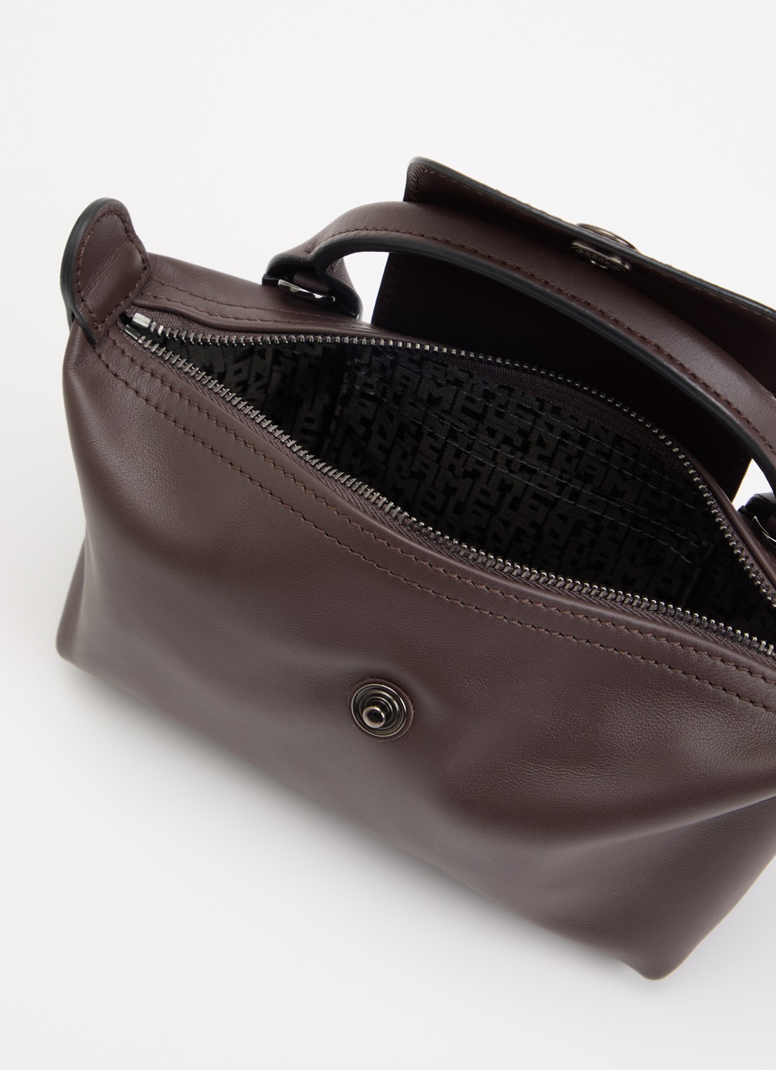 Longchamp Le Pliage Xtra handtas XS van leer met afneembare schouderriem - detail 4 donkerbruin
