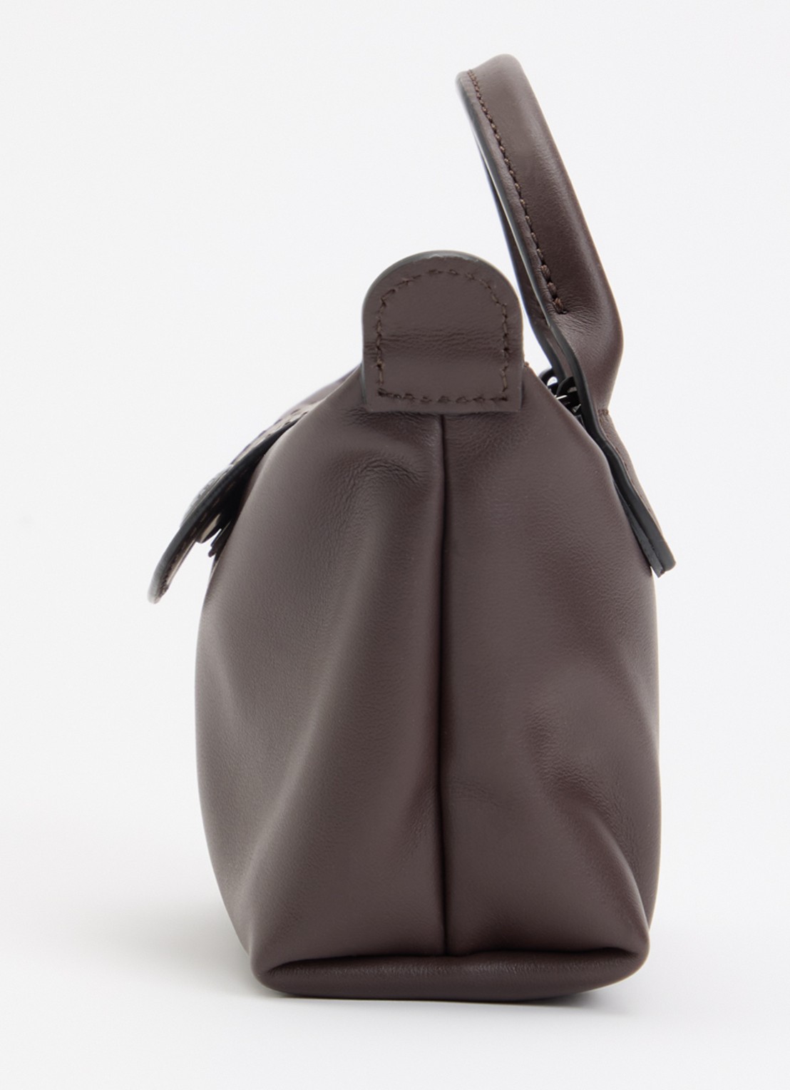 Longchamp Le Pliage Xtra handtas XS van leer met afneembare schouderriem - detail 5 donkerbruin
