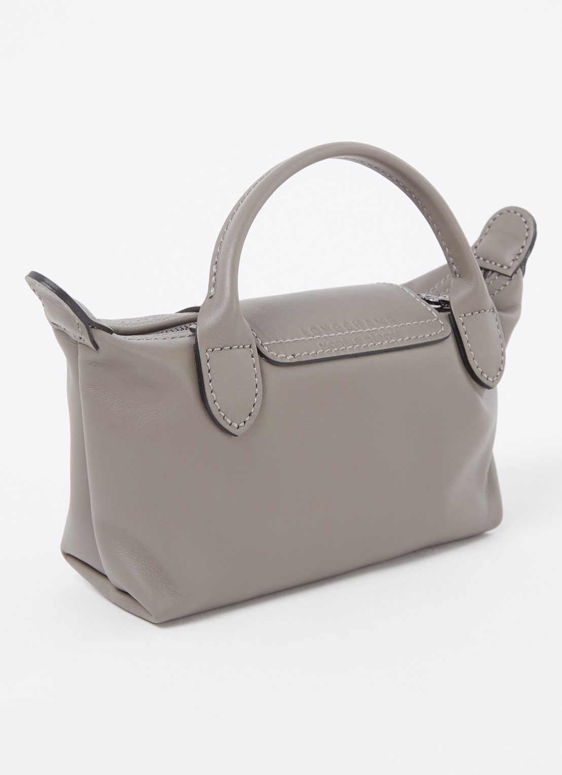 Longchamp Le Pliage Xtra handtas XS van leer - achterkant 4 grijs