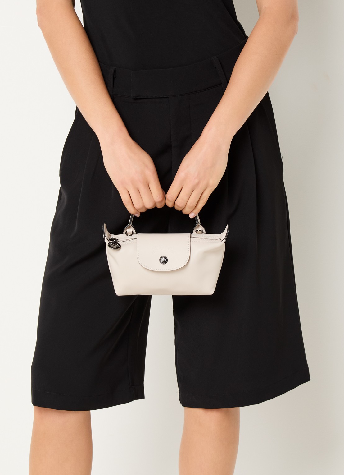 Longchamp Le Pliage Xtra handtas XS van leer - voorkant 6 creme