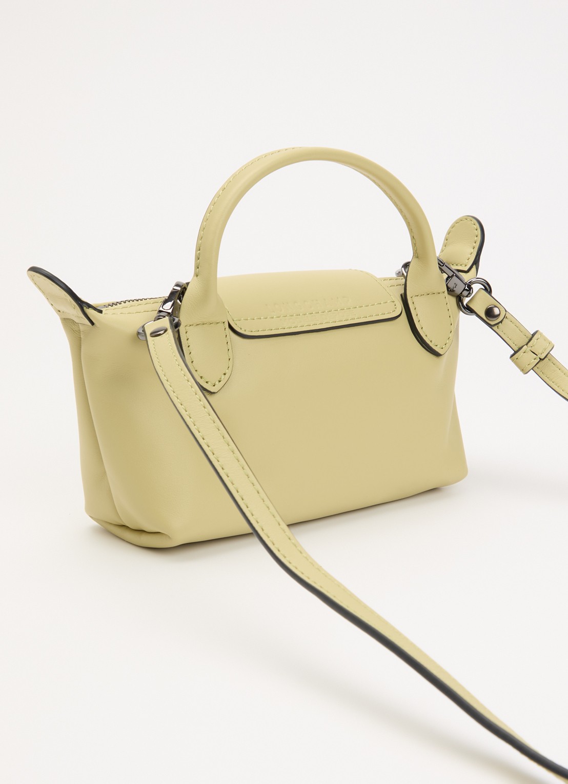 Longchamp Le Pliage Xtra handtas XS van leer - achterkant 4 lichtgroen