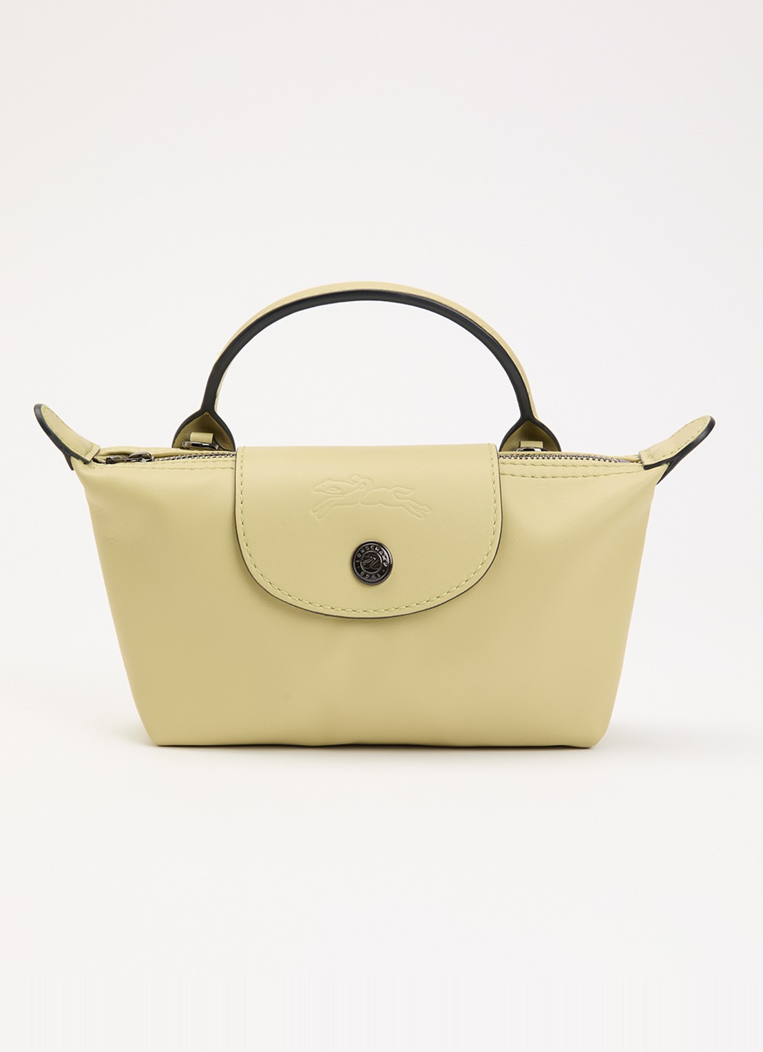 Longchamp Le Pliage Xtra handtas XS van leer - voorkant lichtgroen