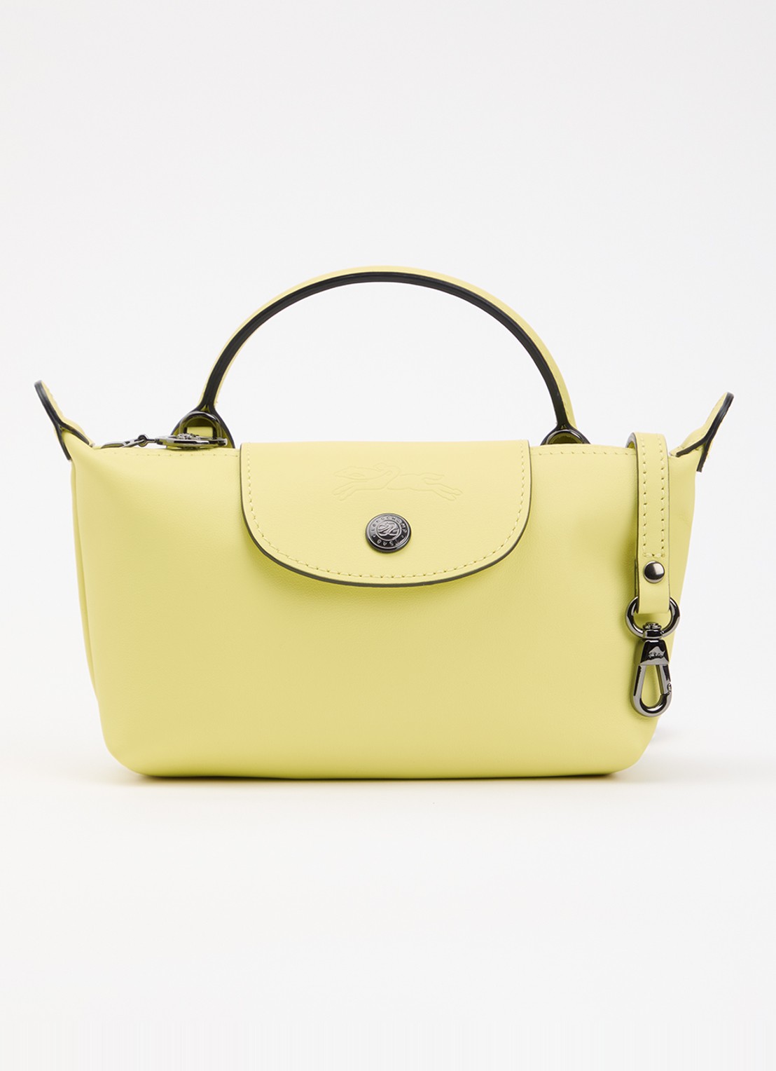 Longchamp Le Pliage Xtra handtas XS van leer - voorkant 5 geel