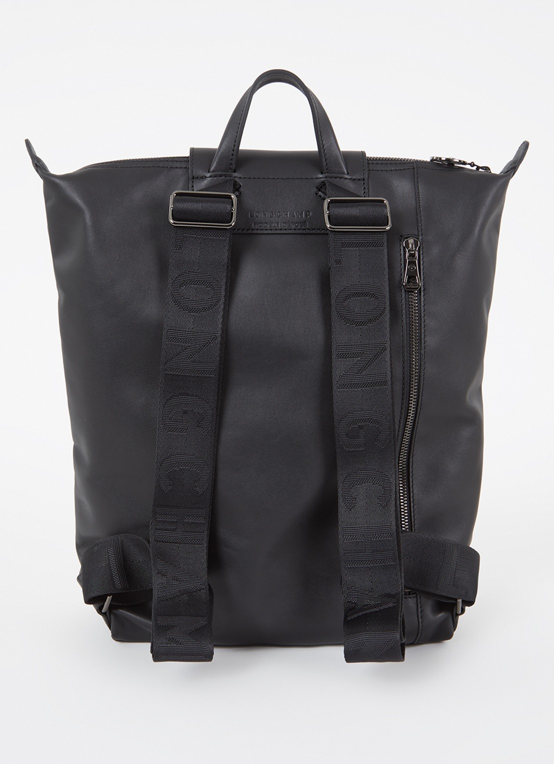Longchamp Le Pliage Xtra rugzak M van leer - achterkant zwart