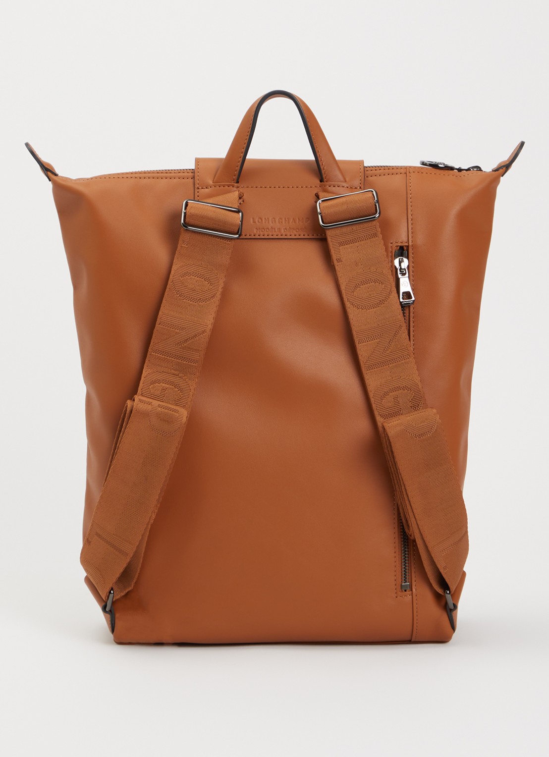 Longchamp Le Pliage Xtra rugzak M van leer - achterkant 2 oranjebruin
