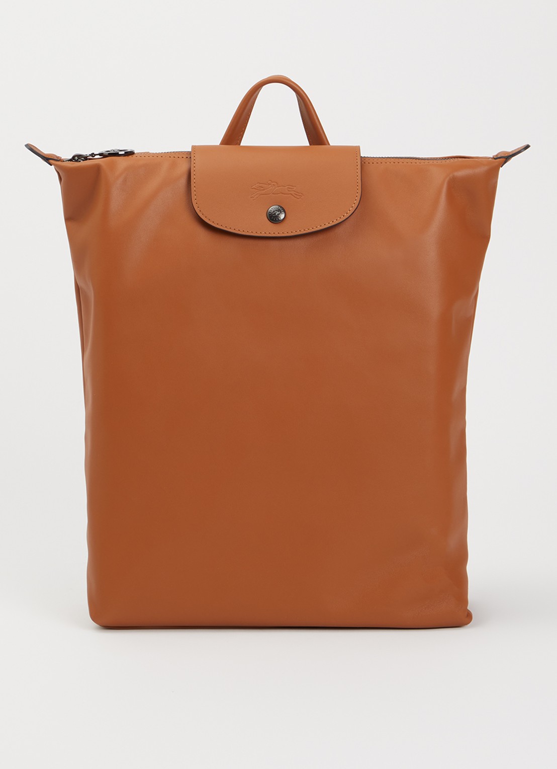 Longchamp Le Pliage Xtra rugzak M van leer - voorkant 3 oranjebruin