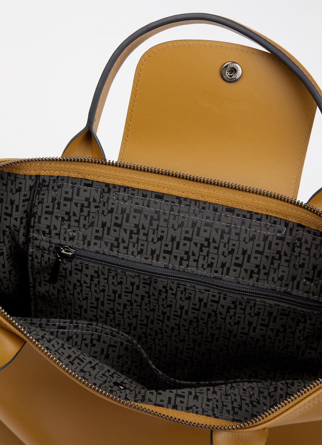 Longchamp Le Pliage Xtra S handtas van leer met afneembare schouderriem - detail cognac